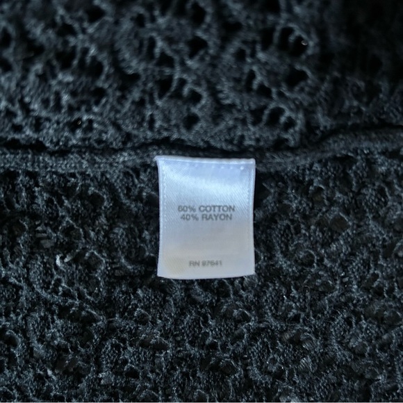 J Jill black long crochet knit open front sweater SZ M - Picture 5 of 5